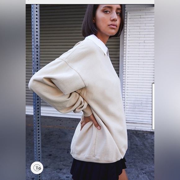 Brandy Melville- Light Brown Polo Crewneck Sweatshirt- M - Picture 2 of 8